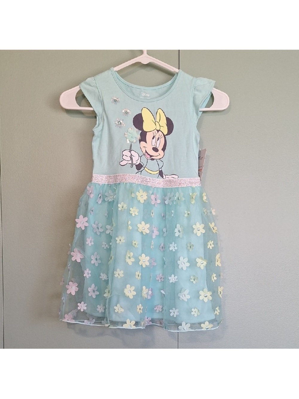 Disney Mint and Pastel Floral Minnie Mouse Tulle Dress